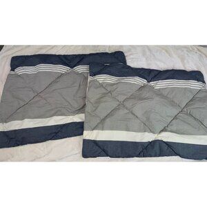 Set of 2 POTTERY BARN TEEN Beach Stone Stripe Standard Sham Gray Blue